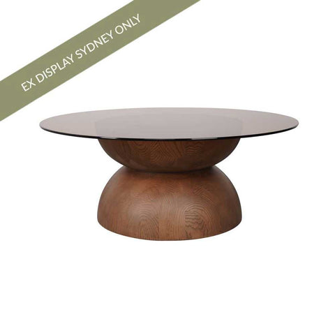 Caden Glass Coffee Table - Medium Walnut - OUTLET NSW