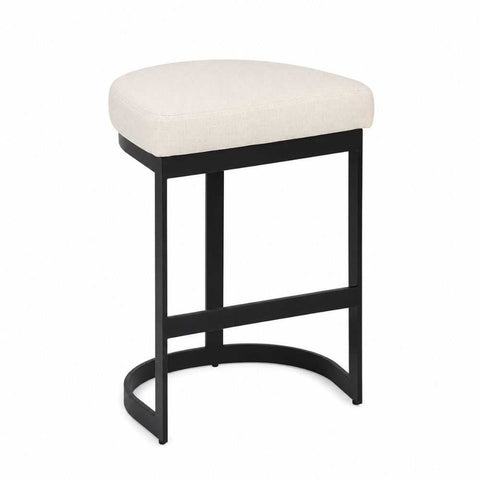 Brooke Black Kitchen Stool - Natural Linen - OUTLET NSW