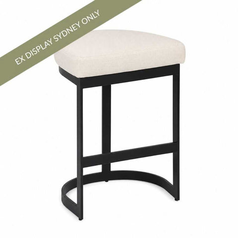 Brooke Black Kitchen Stool - Natural Linen - OUTLET NSW