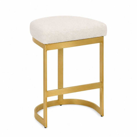 Brooke Gold Bar Stool - Natural Linen - OUTLET NSW