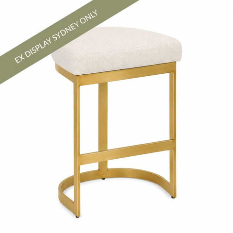 Brooke Gold Bar Stool - Natural Linen - OUTLET NSW