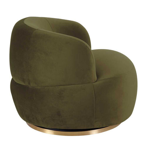 Tubby Swivel Arm Chair - Olive Velvet