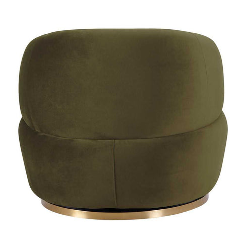 Tubby Swivel Arm Chair - Olive Velvet
