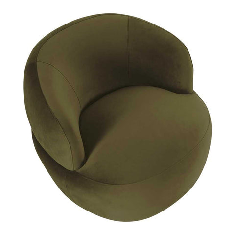 Tubby Swivel Arm Chair - Olive Velvet