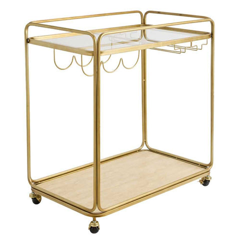 Wentworth Rectangle Bar Cart - Antique Gold