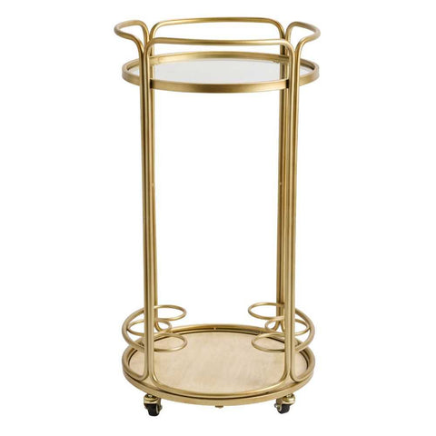 Wentworth Round Bar Cart - Antique Gold