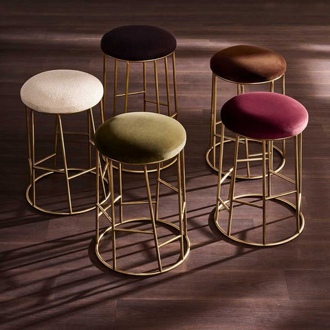 Aiden Gold Steel Kitchen Stool - Moss Velvet