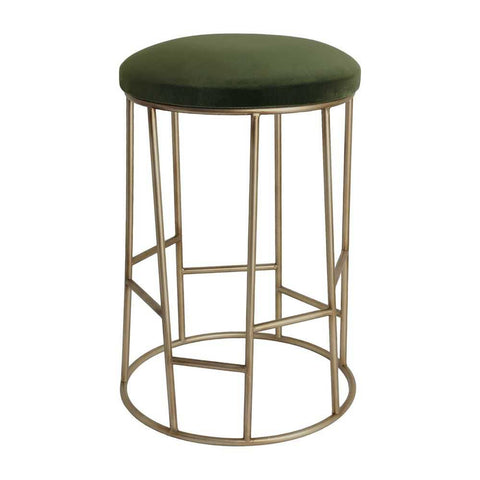Aiden Gold Steel Kitchen Stool - Moss Velvet