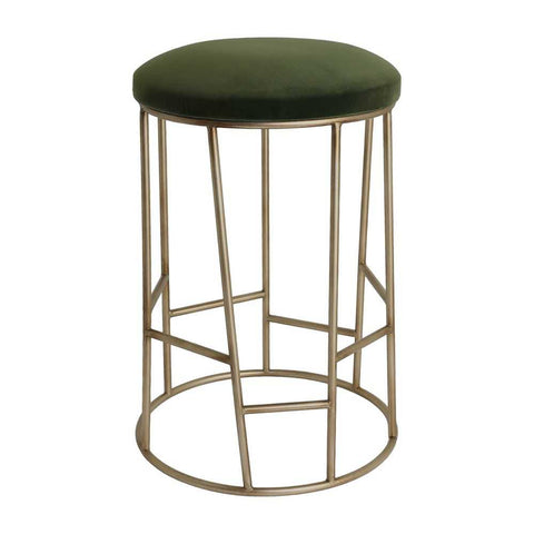 Aiden Gold Steel Kitchen Stool - Moss Velvet