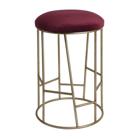 Aiden Gold Steel Kitchen Stool - Mulberry Velvet