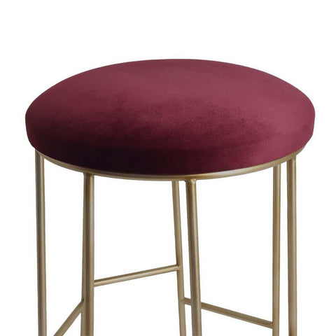 Aiden Gold Steel Kitchen Stool - Mulberry Velvet