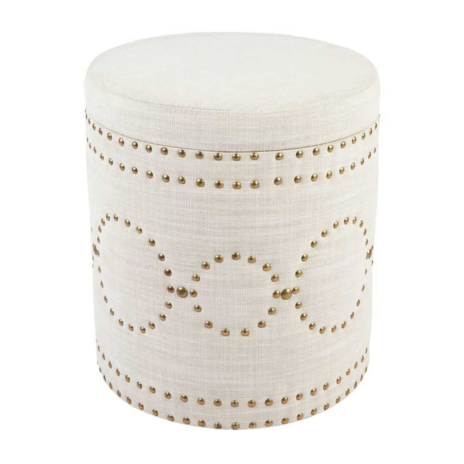 Bradshaw Round Storage Stool - Natural Linen - - Eleganté