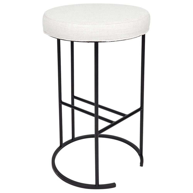 Blackley Black Iron Kitchen Stool - Natural Linen - - Eleganté
