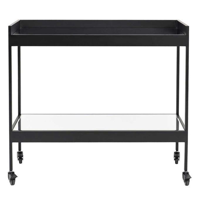 Fenton Mirrored Bar Cart - Black