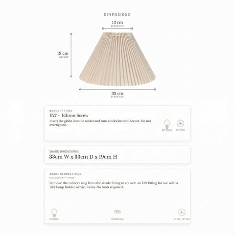 Anya Pleated Empire Shade - Small Off White  - Bulk Buy Qty 5