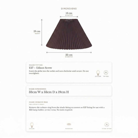Anya Pleated Empire Shade - Small Espresso  - Bulk Buy Qty 5