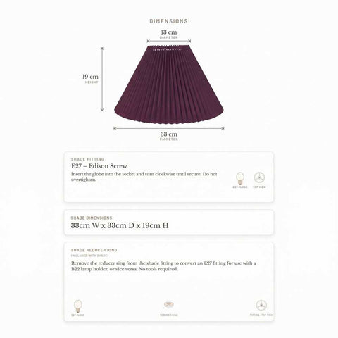 Anya Pleated Empire Shade - Small Plum - Bulk Buy Qty 5