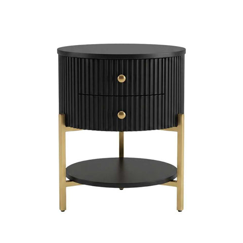 Aimee 45x55cm Round Bedside Table - Black