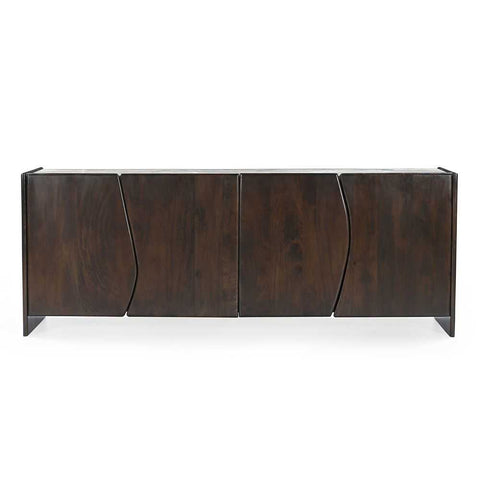 Edwin 210cm River Brown Marble Buffet - Dark Walnut