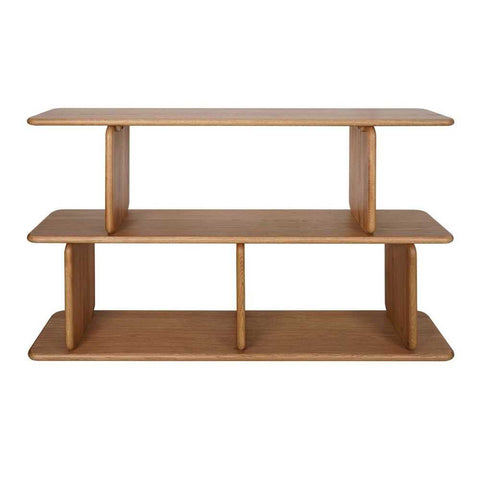 Tudor 160x100cm Oak Shelving Unit - 2 Tier Natural