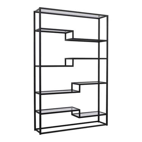 Mistique 130x200cm Glass Shelving Unit - Black