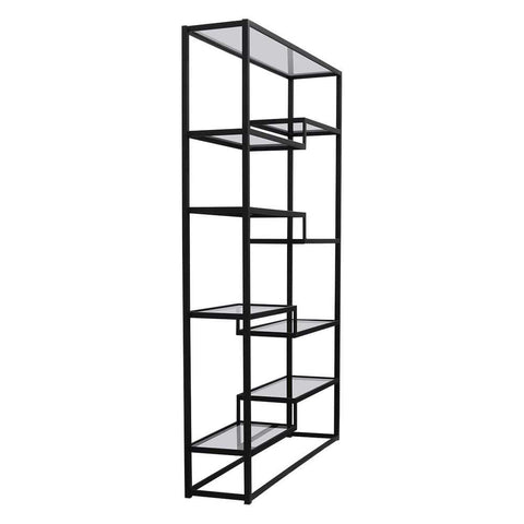 Mistique 130x200cm Glass Shelving Unit - Black