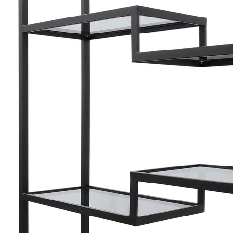 Mistique 130x200cm Glass Shelving Unit - Black