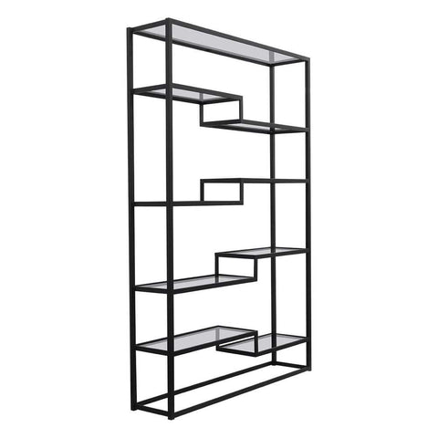 Mistique 130x200cm Glass Shelving Unit - Black