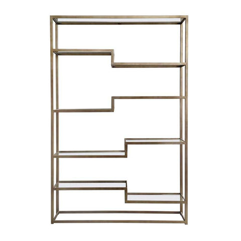 Mistique 130x200cm Glass Shelving Unit - Antique Gold