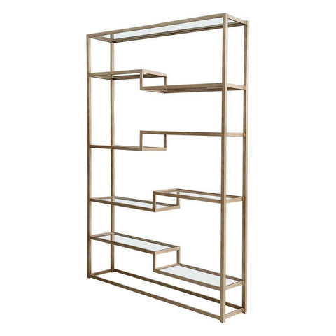 Mistique 130x200cm Glass Shelving Unit - Antique Gold