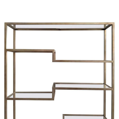Mistique 130x200cm Glass Shelving Unit - Antique Gold