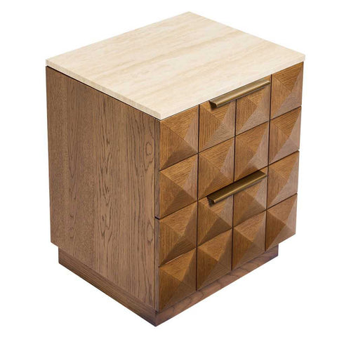 Benedict 53x62.5cm Walnut Bedside Table - Travertine