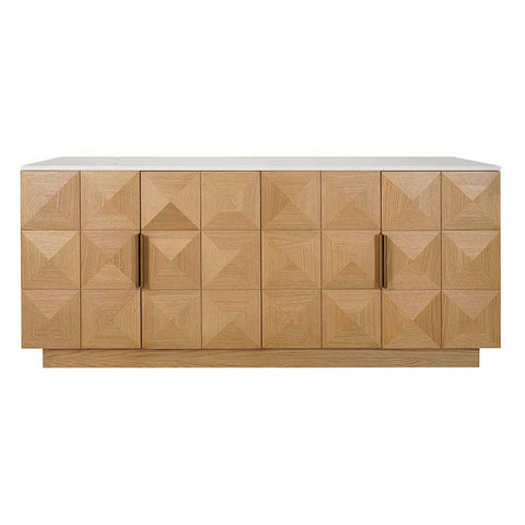 Benedict 170cm Natural Oak Buffet - White Marble