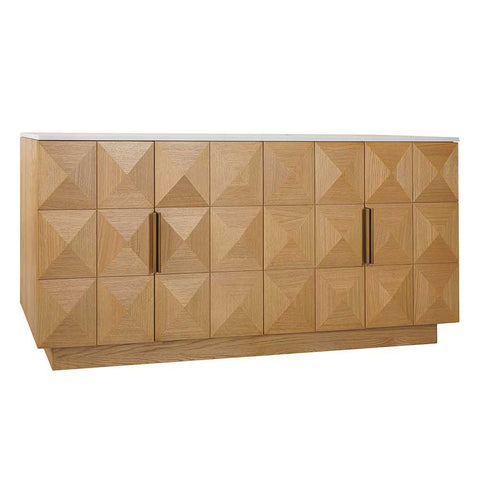Benedict 170cm Natural Oak Buffet - White Marble