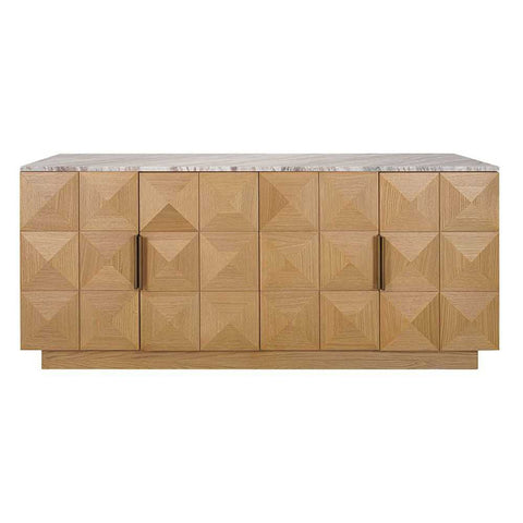 Benedict 170cm Natural Oak Buffet - River Brown Marble