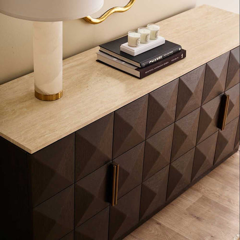 Benedict 170cm Smoked Oak Buffet - Travertine