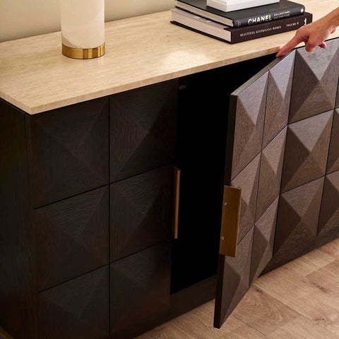 Benedict 170cm Smoked Oak Buffet - Travertine