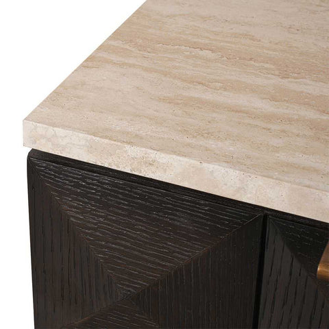 Benedict 53x62.5cm Smoked Oak Bedside Table - Travertine