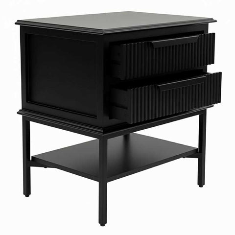 Aimee 55x60cm Bedside Table - All Black