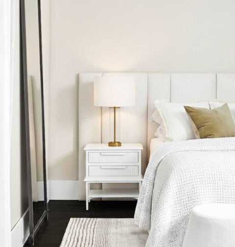 Aimee 55x60cm Bedside Table - All White