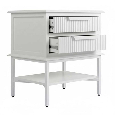 Aimee 55x60cm Bedside Table - All White
