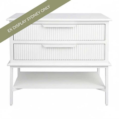 Aimee 76x70cm Bedside Table - Large All White - OUTLET NSW