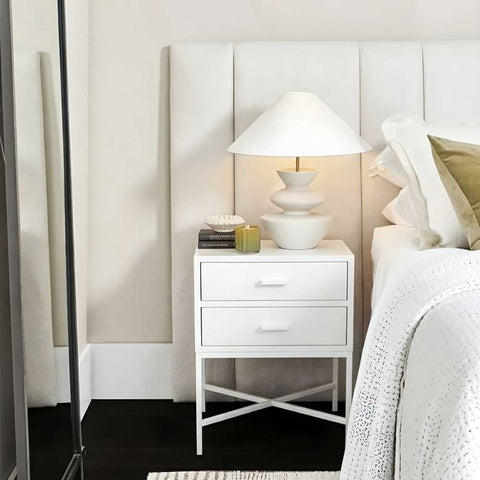 Nessa 45x60cm 2 Drawer Bedside Table - All White