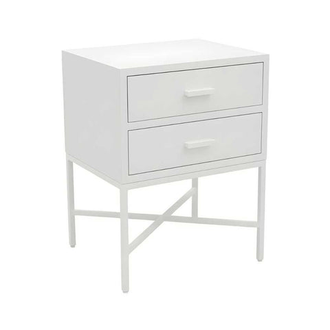 Nessa 45x60cm 2 Drawer Bedside Table - All White