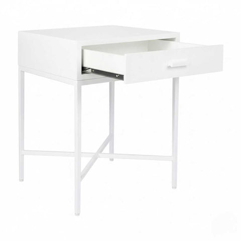 Nessa 45x60cm 1 Drawer Bedside Table - All White