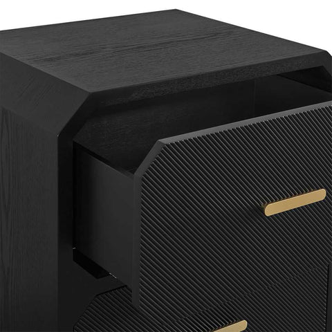 Anderson 60x65cm 2 Drawer Bedside Table - Black