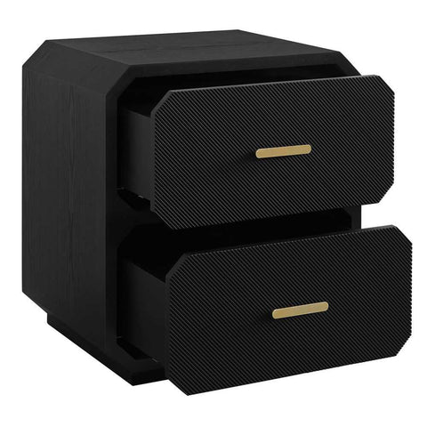 Anderson 60x65cm 2 Drawer Bedside Table - Black