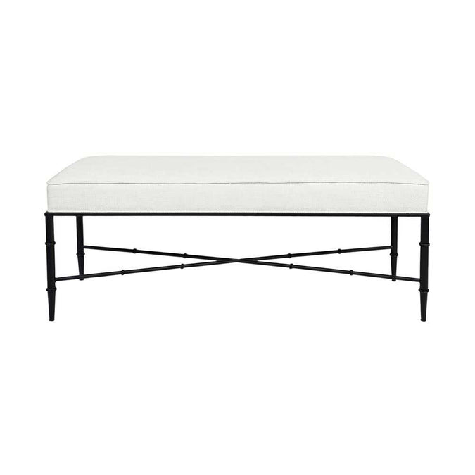 Hacienda Black Iron Bench Ottoman - Natural Linen