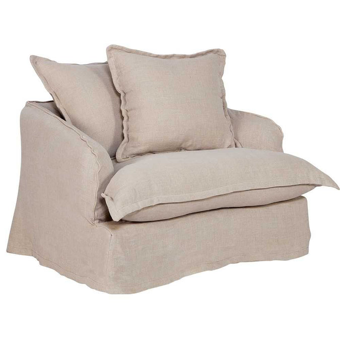 Hayman Slip Cover Arm Chair - Natural Linen - - Eleganté