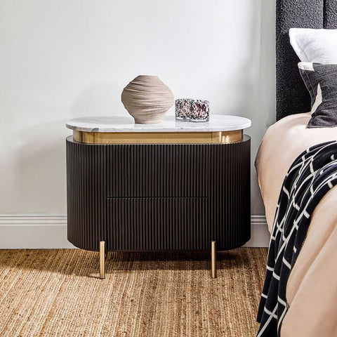Demarco 76x60cm Bedside Table - Black